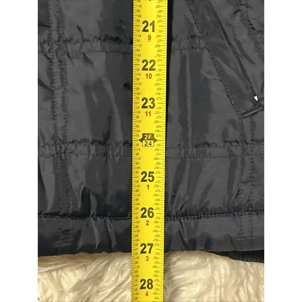 Timberland Youth Quited Puffer Jacket Large 16/18 Navy‎ Fleece Lined Zip Pockets